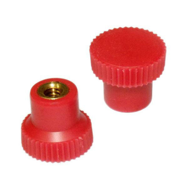 Small Red Knurled Pull Knob-8-32 Thread - Click Image to Close